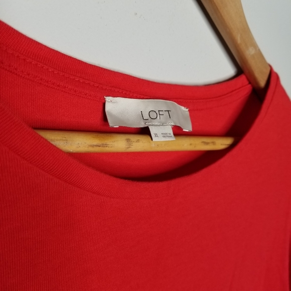 Loft Red Ruffle Flutter Sleeve Tee - Picture 4 of 6